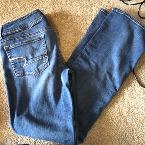 Jeans. Slightly flared at bottom